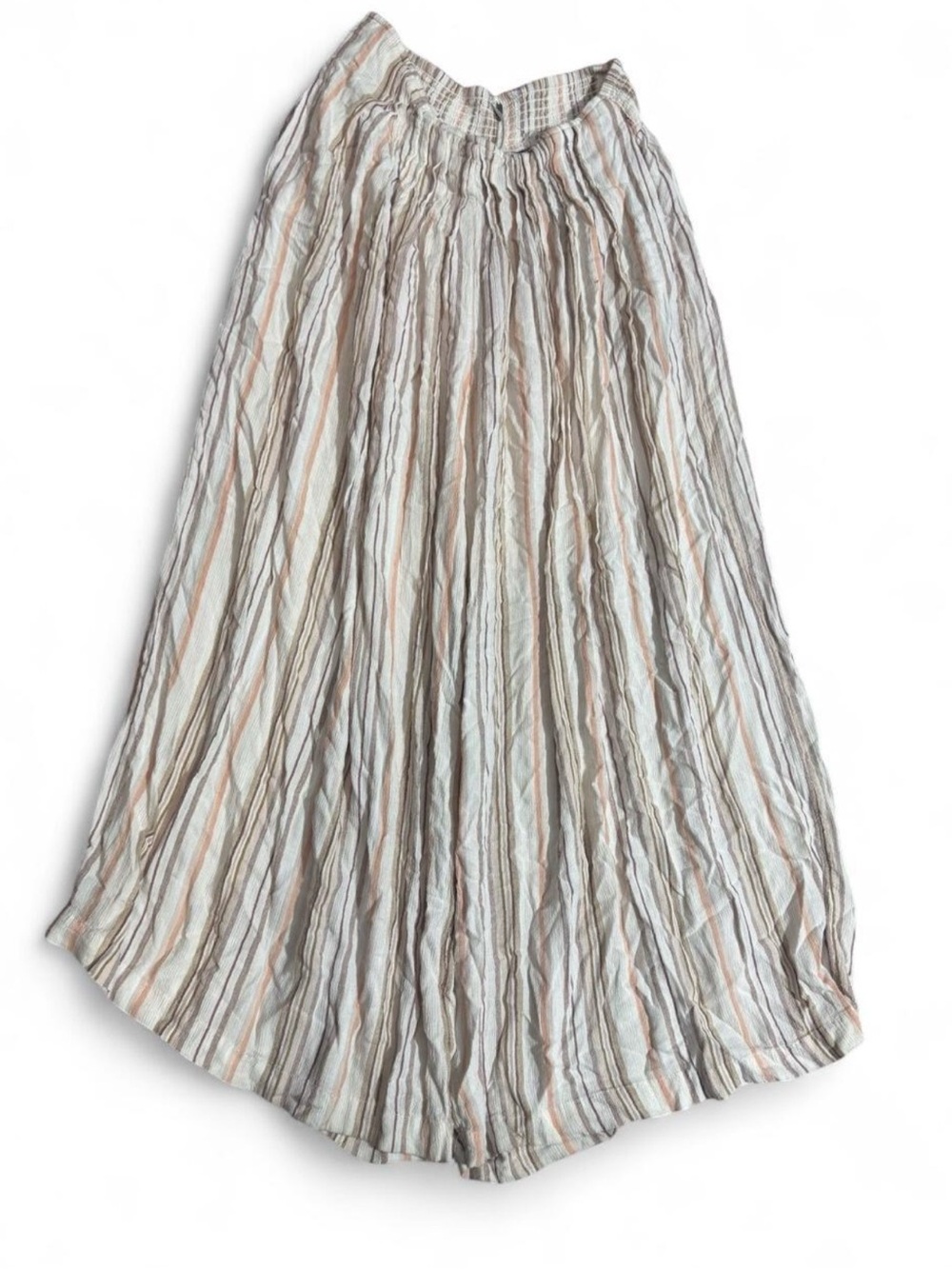 Free People Striped Pleated Maxi Skirt — Cream, Tan, Gray